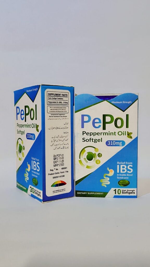 PePol Peppermint Oil Softgel – 310mg | Relief from IBS – 10 Softgels