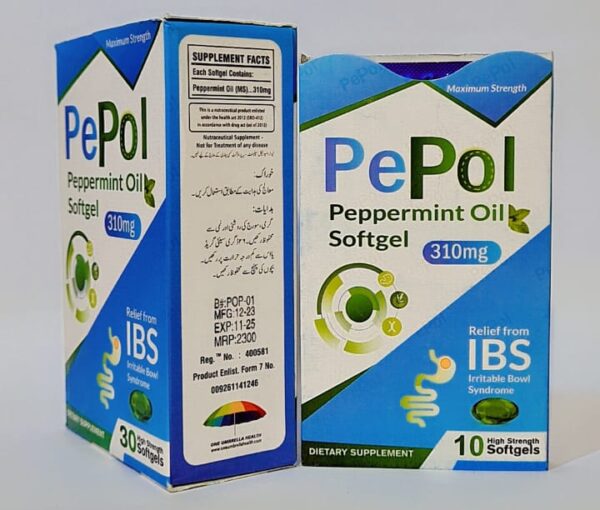 PePol Peppermint Oil Softgel – 310mg | Relief from IBS – 10 Softgels
