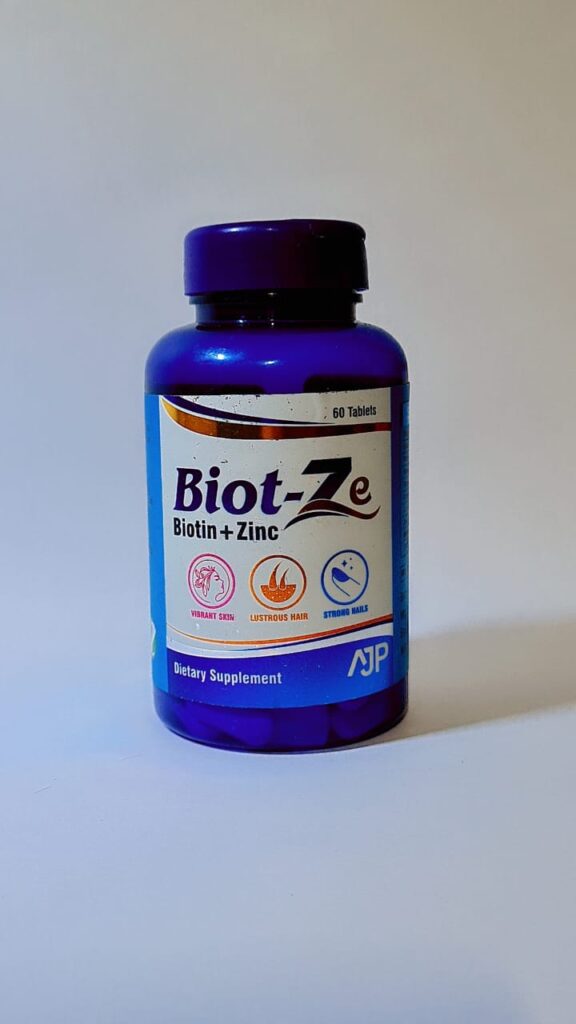 Biot-Ze – Biotin + Zinc – 60 Tablets | For Hair, Skin & Nail Health | Dietary Supplement