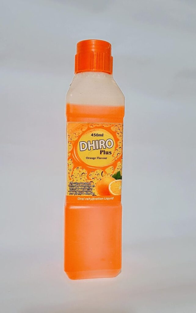 DHIRO Plus Oral Rehydration Liquid – Orange Flavour – 450ml