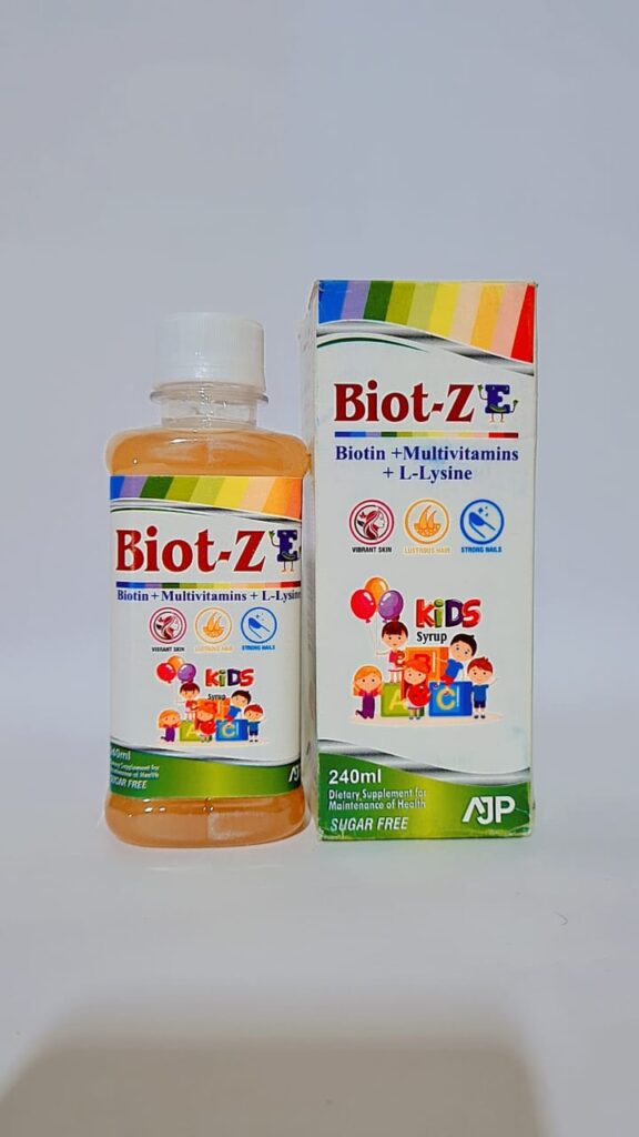 Biot-Z Kids Syrup - Biotin + Multivitamins + L-Lysine (240ml) - Sugar Free