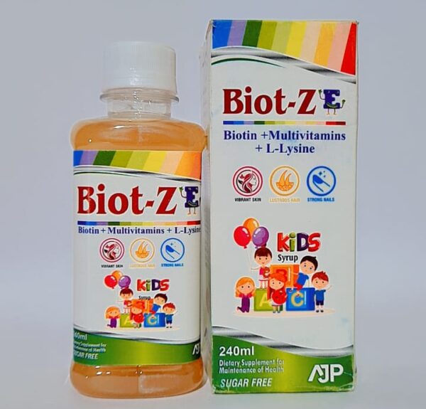 Biot-Z Kids Syrup - Biotin + Multivitamins + L-Lysine (240ml) - Sugar Free