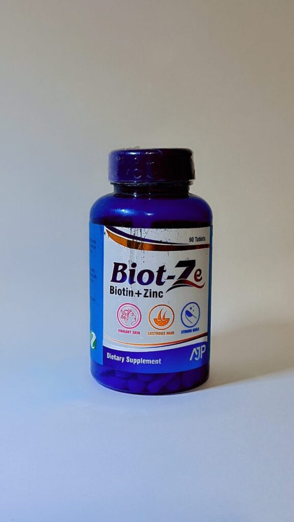 Biot-Ze – Biotin + Zinc – 90 Tablets | For Hair, Skin & Nail Health | Dietary Supplement